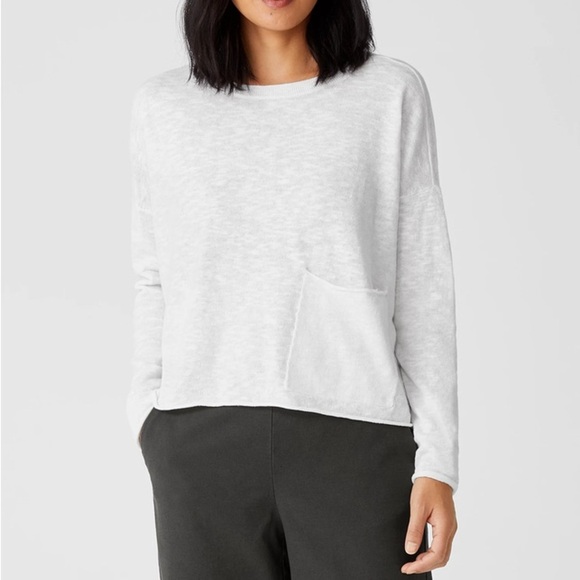 Eileen Fisher Organic Cotton Linen Slub Box-Top Boxy Fit Shirt Length Size XXS - Picture 1 of 11
